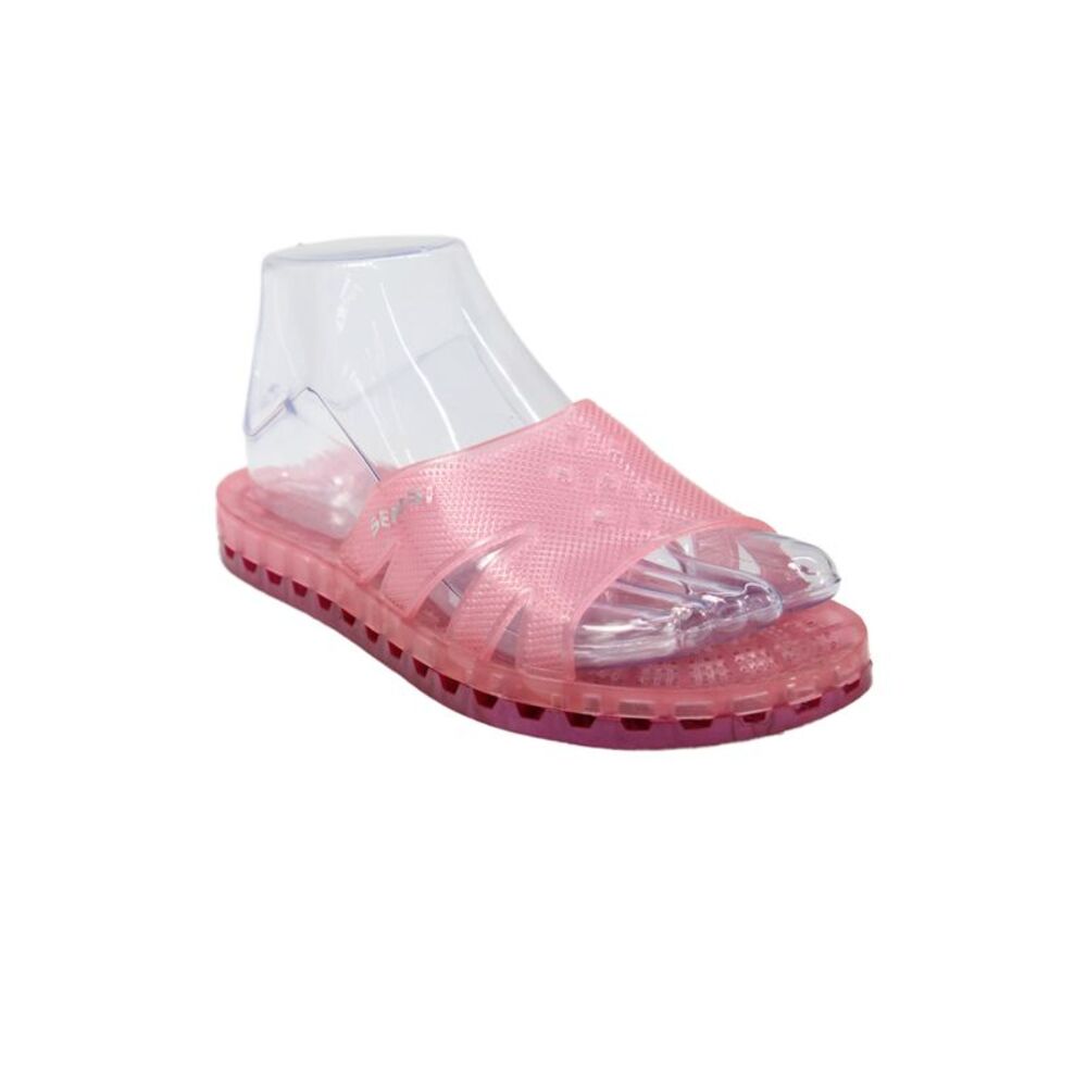 Sensi Womens Logo Rubber Strap Slide Sandals Pink Size 7